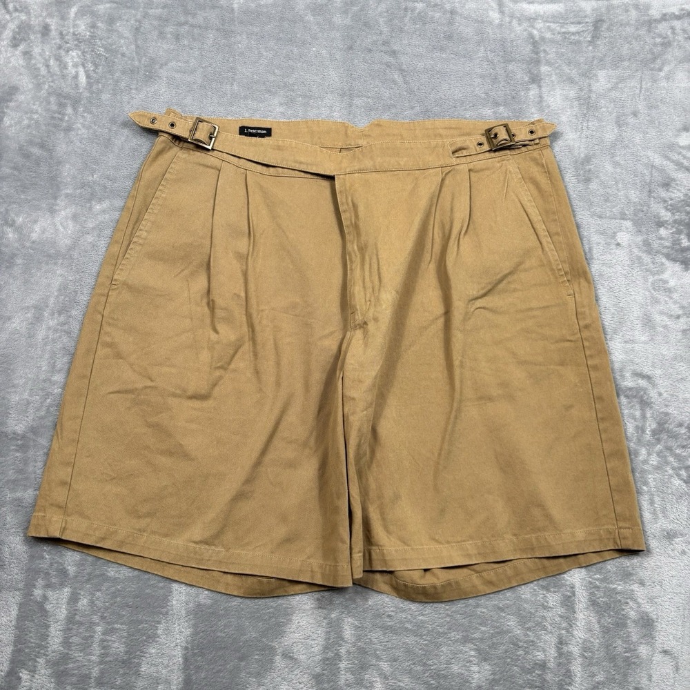 Vintage J Peterman Company Shorts Men 40 Khaki Gurkha Pleated Chino Belt